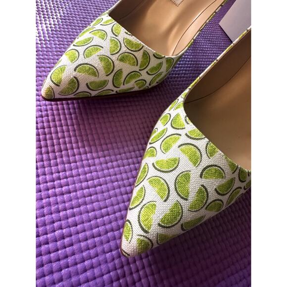 $745 Manolo Blahnik Pumps Size 37 EU 7 US NEW White Green Linen Limes - Picture 10 of 12